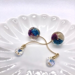かすみ草レジンピアス スワロフスキー使用 左右セット