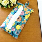 ボックスティッシュケース＊北欧の花＊ブルーグリーン
