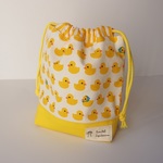 元気いっぱい☆アヒル模様きんちゃく袋（コップ袋サイズ）☆