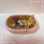 「花と蝶」レジン ミラー付きコンタクトケース(小物入れ)