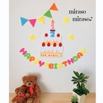 フェルト バースデーガーランド 誕生日飾り バースデーケーキ 数字ろうそく ナンバーキャンドル 数字変更可 カラフル　バースデーフォト　ベビーフォト　ハーフバースデー  にも！