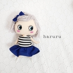 イーマリーちゃんの服　ボーダー(ブルー)ワンピースとヘアゴムセット　イルメールの服　ハッピードールの服