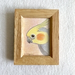 手乗りミニ原画（ひょっこりノーマルオカメインコ）