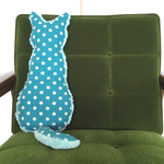 【猫型クッション】ドット・エメラルド