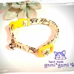 〖新作〗にゃんこの首輪　黄色ベース　猫柄