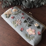 ✥お花のがま口18cm✥  空色