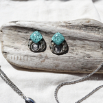emerald green square 　シルバー　エスニック  ボヘミアン　ピアス　イヤリング　夏　大ぶり　ワンポイント　大振り　個性的　派手　ジプシー　エメラルドグリーン　派手　