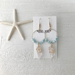 ラリマーとクリスタルのピアス