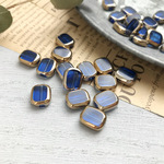 【8個】アンティーク♡ガラスチャーム長方形《ブルー》A89