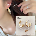 デザインピアス*クリアゴールド*2個