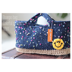 夏のおさんぽバッグ☆カラフルポンポン☆ネイビー