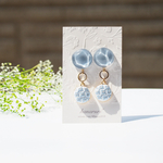 刺繍のイヤリングorピアス・water《ブルーグレー》