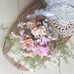 バラと小花のピンク系ドライフラワースワッグ 花束 ブーケ