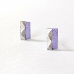 痛くないイヤリング(ピアス)【two-tone(ツートン)】クリアカラーが涼しげな夏のシンプル小さめ軽いアクセサリー。パープル×シルバー　金属アレルギー対応