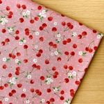 50*50【スケア】Fresh Cherry & Dot／ピンク《 生地 コットン 綿 スケア生地 花 小花 花柄 さくらんぼ チェリー 果物 フルーツ COTTONCANDY 薄手 》