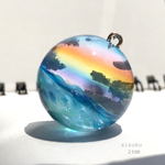 24㎜　空と海との間の虹　雲レジンキーホルダー