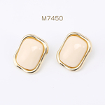 M7450  2個  デザインピアス 長方形型 樹脂貼り 16×20mm ゴールド（2ヶ）