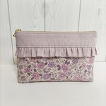 フリル♡花柄　ふんわりマチ付きポーチ