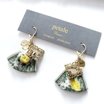 【petale_tissu 】レモンのフラワーリボン×ゴールドチャームアクセサリー