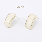 M7729  12個  デザインピアス カーブ エポ付き 1カン ゴールド/アイボリー 3×（4ヶ）