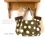 ふんわりバルーンbag ❇︎ 11号帆布 ドット& カーキ