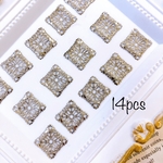 アクセサリーパーツ　透かしパーツ　土台　台座 シルバー　四角　 メタル 15.5mm 【14個入】 A0299 《2000円以上送料無料》 
