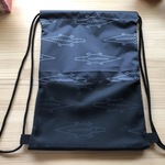 おとママハンドメイド　プールバッグ　シューズバッグ　巾着袋　メッシュ　ワニ　ブラック