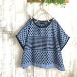 夏ダンガリー花柄刺繍レースドルマンブラウス
