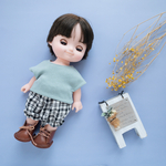【２点セット】半袖トレーナーかぼちゃパンツセット（ミント黒チェック）あおくんホルン君