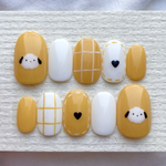 いぬ ♡ イエロー×ホワイト ネイルチップ