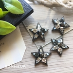 A907【送料無料】ブラック  スター  カボション  ストーン  ビジュー  星  2pcs