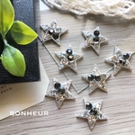 A908【送料無料】シルバー  スター  カボション  ストーン  ビジュー  星  2pcs