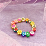 キッズ ✰カラフルビーズ✰ フルーツとお花  スマイリー キッズブレスレット B