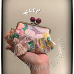 ラブリーギャザー◉パステルドット花柄ビンテージ生地◉ふんわりミニ親子がま口　財布◉pinkピンク