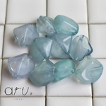 [B2106-1]【10個】 アクリル クリア ビーズ 変形 マーブルカラー ミントグリーン ラムネ