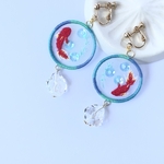 ゆらゆら金魚鉢の刺繍　イヤリング/ピアス