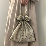 サテン♡パール　巾着bag