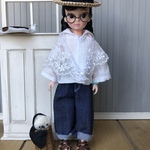 復刻版初代リカちゃん服＊セーラーカラーブラウスとデニムパンツのセット