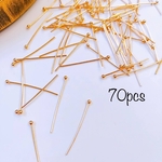 アクセサリーパーツ　丸ピン　ボールピン　玉ピン　基礎金具   ゴールド　 メタル　 0.6×26mm  【70本入】 A0314 《2000円以上送料無料》 