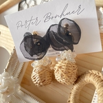 No.119 再販！rattan ball and Black flower pierce