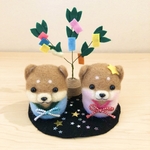 柴犬だるま(濃い赤柴)の七夕飾り🎋