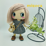 着せ替え〈2点セット〉ෆ̈ ハッピードール　イーマリー　(ショルダーバック・ギャザーワンピース) ストライプ　カゴバック