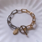 ゴールド×シルバー ミックスチェーンマンテルブレスレット