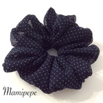 Big シフォンシュシュ(濃紺小ドット)
