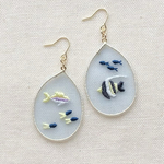 オーガンジー刺繍　海のお魚のピアス/イヤリング