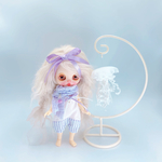 ‘’monst bodyサイズ‘’ 藤の花色のきらきらラメノースリーブロンパースのセット