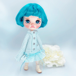 紫陽花色のきらきらラメフレアスカートつなぎ