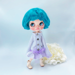 藤の花色のきらきらラメフレアスカートつなぎ