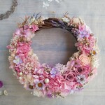  Jolie botanique＜ jardin secret＞＊ハーフムーンリース＊プリザーブドフラワー＊お花＊ギフト＊結婚祝い＊新築祝い＊お誕生日祝い＊フラワーギフト