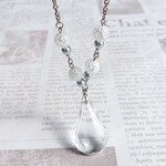 本革紐×ドイツ製クリアビーズ＊ロングネックレス/ペンダント